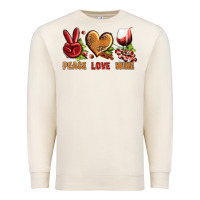 Sandshell Peace Love Wine Premium Sweatshirt - BundleAndBundleShop