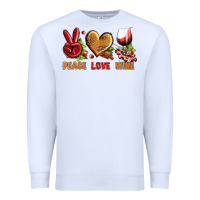 White Peace Love Wine Premium Sweatshirt - BundleAndBundleShop