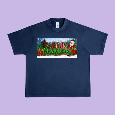 Merry Christmas With Santa Claus License Plate Urban Heavy Tee Designed By Bundleandbundleshop
