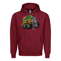 Burgundy monster truck and t rex dinosaur Zipper Hoodie - MaliasSmallBusiness