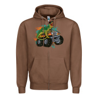 Chestnut monster truck and t rex dinosaur Zipper Hoodie - MaliasSmallBusiness