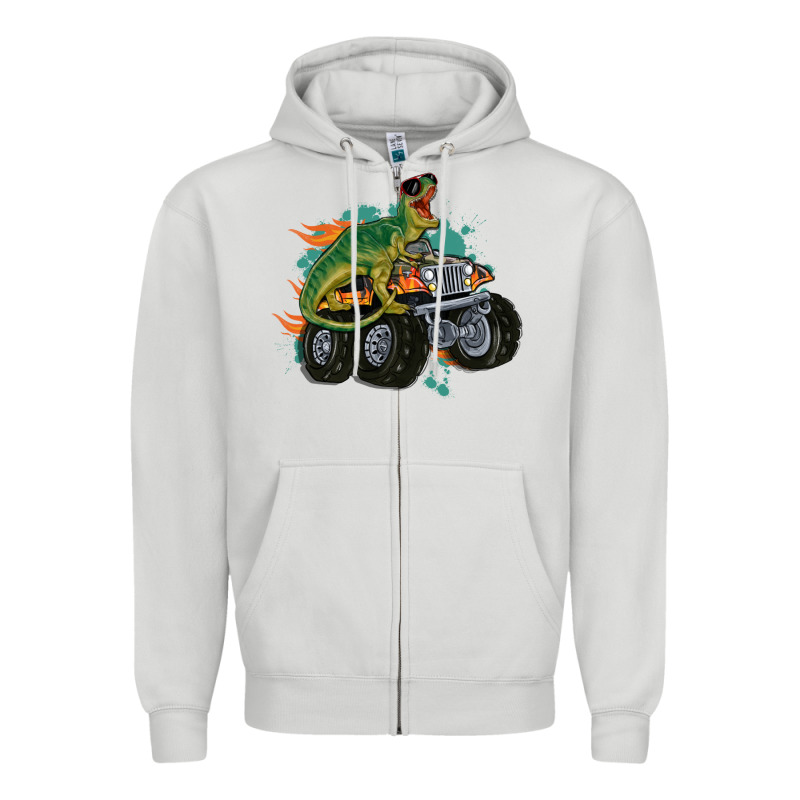 Monster Truck And T Rex Dinosaur Zipper Hoodie by MaliasSmallBusiness | Teevron