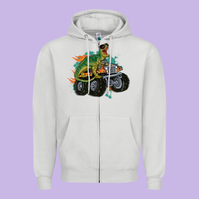 Monster Truck And T Rex Dinosaur Zipper Hoodie Designed By Maliassmallbusiness