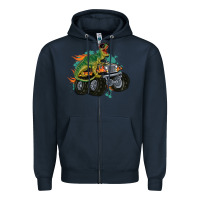 Navy monster truck and t rex dinosaur Zipper Hoodie - MaliasSmallBusiness