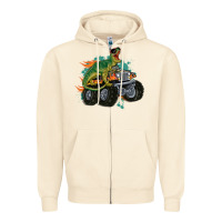Sandshell monster truck and t rex dinosaur Zipper Hoodie - MaliasSmallBusiness
