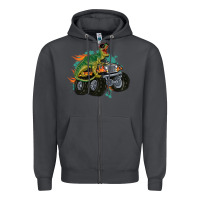 Smoke monster truck and t rex dinosaur Zipper Hoodie - MaliasSmallBusiness