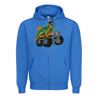 True Royal monster truck and t rex dinosaur Zipper Hoodie - MaliasSmallBusiness