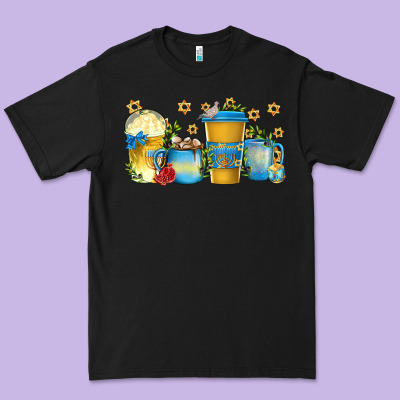 Hanukkah Coffee Cups Premium Tee Designed By Texasbilliewilder