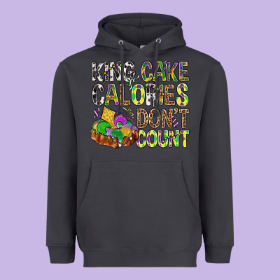 King Cake Calories Don't Count Mardi Gras Heavyweight Hoodie Designed By Bundleandbundleshop