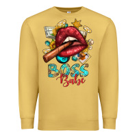 Antique Gold Western Boss Babe Cigar Lip Premium Sweatshirt - BundleAndBundleShop