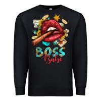 Black Western Boss Babe Cigar Lip Premium Sweatshirt - BundleAndBundleShop