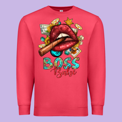 Western Boss Babe Cigar Lip Premium Sweatshirt Designed By Bundleandbundleshop