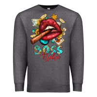 Charcoal Heather Western Boss Babe Cigar Lip Premium Sweatshirt - BundleAndBundleShop