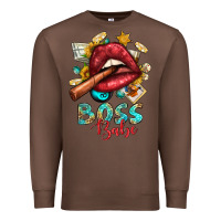 Chestnut Western Boss Babe Cigar Lip Premium Sweatshirt - BundleAndBundleShop