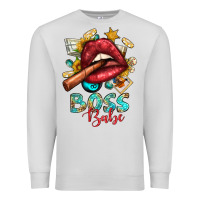 Dove Grey Western Boss Babe Cigar Lip Premium Sweatshirt - BundleAndBundleShop