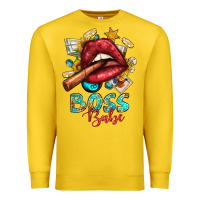 Lemon Western Boss Babe Cigar Lip Premium Sweatshirt - BundleAndBundleShop