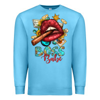 Ocean Blue Western Boss Babe Cigar Lip Premium Sweatshirt - BundleAndBundleShop