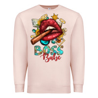 Pale Pink Western Boss Babe Cigar Lip Premium Sweatshirt - BundleAndBundleShop