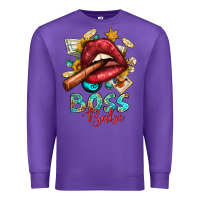 Purple Western Boss Babe Cigar Lip Premium Sweatshirt - BundleAndBundleShop