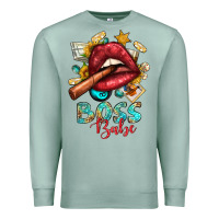 Seafoam Western Boss Babe Cigar Lip Premium Sweatshirt - BundleAndBundleShop