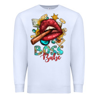 White Western Boss Babe Cigar Lip Premium Sweatshirt - BundleAndBundleShop