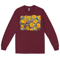 Burgundy aztec sunflower leopard background Long Sleeve Tee - AdoDesignShop