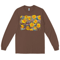 Chestnut aztec sunflower leopard background Long Sleeve Tee - AdoDesignShop
