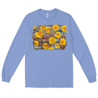 Colony Blue aztec sunflower leopard background Long Sleeve Tee - AdoDesignShop