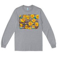 Heather Grey aztec sunflower leopard background Long Sleeve Tee - AdoDesignShop