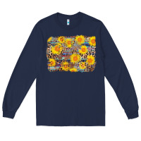 Navy aztec sunflower leopard background Long Sleeve Tee - AdoDesignShop