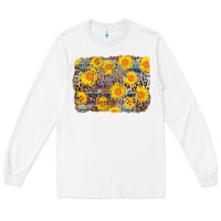 White aztec sunflower leopard background Long Sleeve Tee - AdoDesignShop