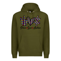 Army Green Peace Love Autism Premium Hoodie - Bettercallsaul