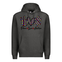 Charcoal Heather Peace Love Autism Premium Hoodie - Bettercallsaul