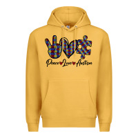 Mustard Peace Love Autism Premium Hoodie - Bettercallsaul