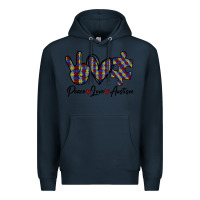 Navy Peace Love Autism Premium Hoodie - Bettercallsaul