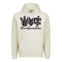 Oatmeal Heather Peace Love Autism Premium Hoodie - Bettercallsaul