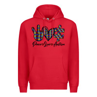 Red Peace Love Autism Premium Hoodie - Bettercallsaul