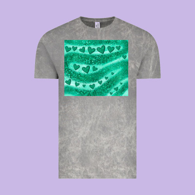Green Glitter Heart Vintage Tee Designed By Jahusdesignshop