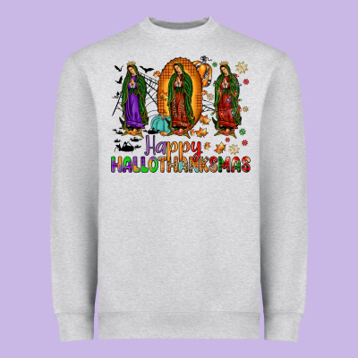Our Lady Of Guadalupe Happy Hallothanksmas Heavyweight Sweatshirt Designed By Jahusdesignshop