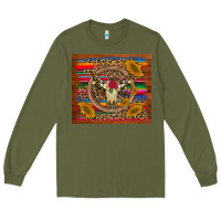 Army Green serape sunflowers bull skull background Long Sleeve Tee - Artiststas