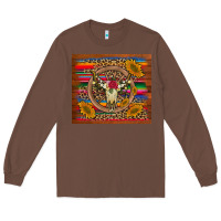 Chestnut serape sunflowers bull skull background Long Sleeve Tee - Artiststas