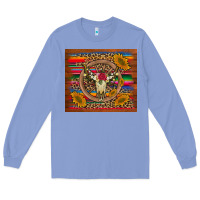 Colony Blue serape sunflowers bull skull background Long Sleeve Tee - Artiststas