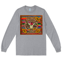 Heather Grey serape sunflowers bull skull background Long Sleeve Tee - Artiststas