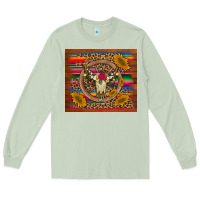 Matcha serape sunflowers bull skull background Long Sleeve Tee - Artiststas