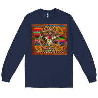 Navy serape sunflowers bull skull background Long Sleeve Tee - Artiststas