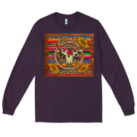 Plum serape sunflowers bull skull background Long Sleeve Tee - Artiststas