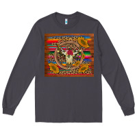 Smoke serape sunflowers bull skull background Long Sleeve Tee - Artiststas