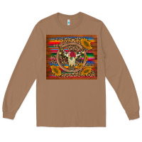 Toasted Coconut serape sunflowers bull skull background Long Sleeve Tee - Artiststas