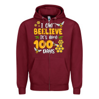 Burgundy i cant beelieve its been 100 days Zipper Hoodie - MaliasSmallBusiness