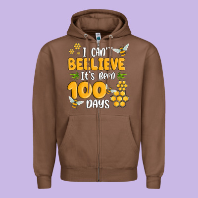 I Cant Beelieve Its Been 100 Days Zipper Hoodie Designed By Maliassmallbusiness